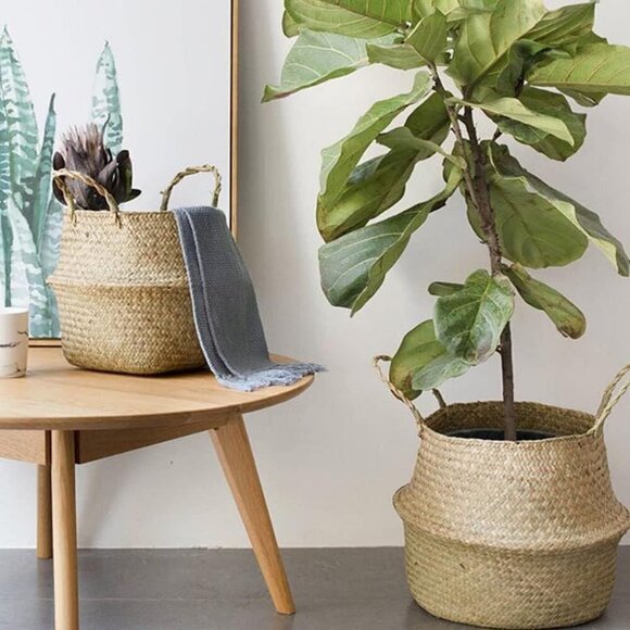 🌷2/$35🌷New BOHO Small Woven Seagrass Basket Handmade Natural Wicker Basket - Picture 6 of 16